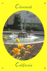Postcard Joie de Vivre fountain at Pomona College