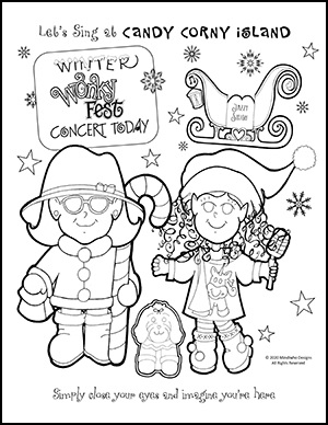 Free Coloring Artwork from Candy Corny Island with Special Guest Singers at Concert