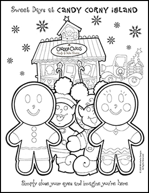 Free Coloring Artwork from Candy Corny Island Carole Claus Candy and Bake Shoppe