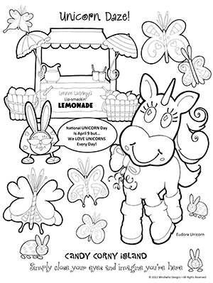 Free Coloring Artwork from Candy Corny Island Unicorn Daze