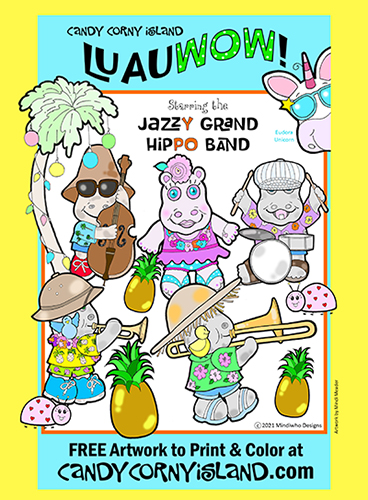 Coloring Art of Candy Corny Island Luau Wow by Mindiwho Designs