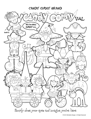 Coloring Art of Candy Corny Val by Mindiwho Designs